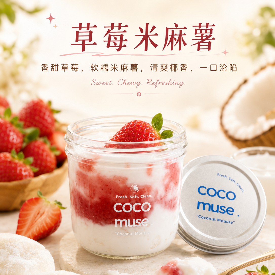 Rice Mochi Strawberry Coconut