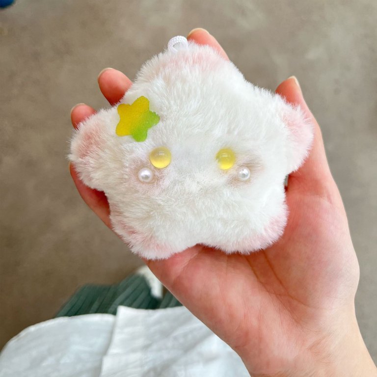 White Siamese Cat Plush Charm (Green)